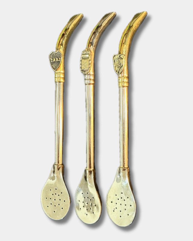 Bombilla pico de loro Alpaca con escudo de bronce