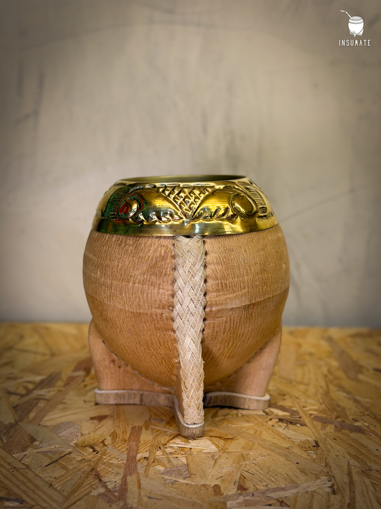 Torpedo cuero crudo virola BRONCE cincelada al lacre con costura al tiento