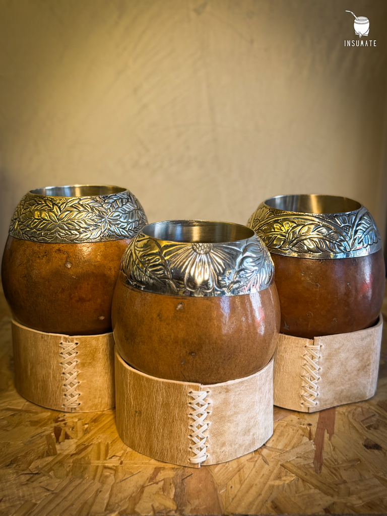 Torpedo Joyero Calabaza Pulida (cincelado al lacre) con base de cuero crudo