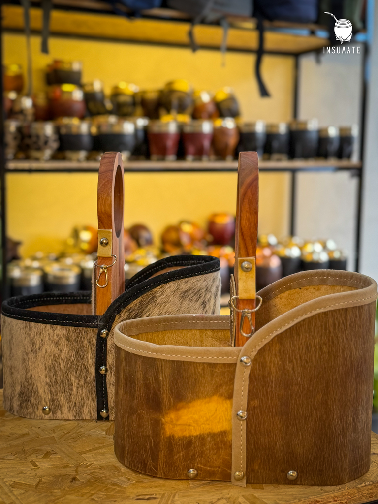 Canasta Charrúa Exclusiva (cuero crudo/peludo)