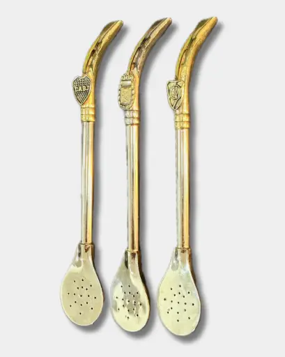 Bombilla pico de loro Alpaca con escudo de bronce