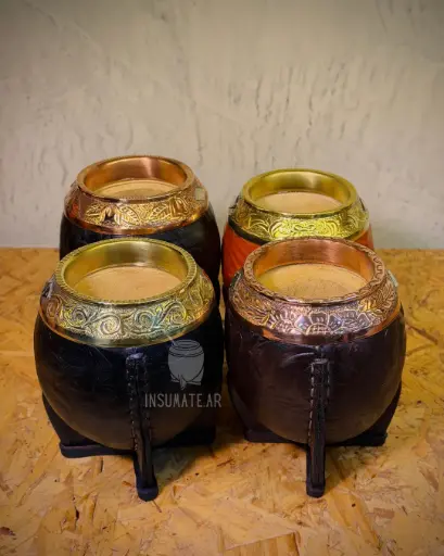 Torpedo bronce/cobre cincelado cuero labrado